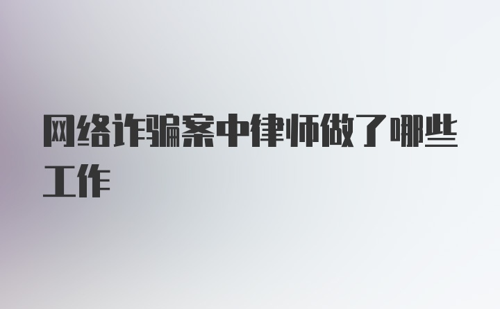 网络诈骗案中律师做了哪些工作