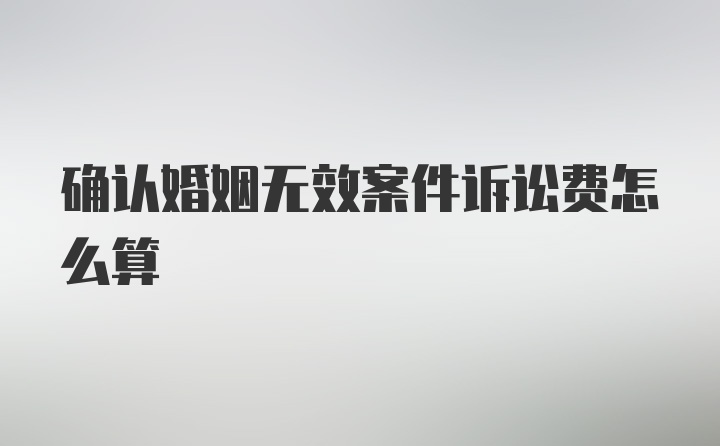 确认婚姻无效案件诉讼费怎么算