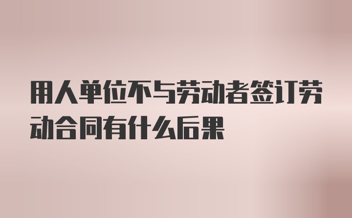 用人单位不与劳动者签订劳动合同有什么后果