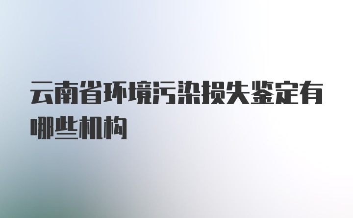 云南省环境污染损失鉴定有哪些机构