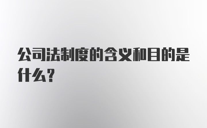 公司法制度的含义和目的是什么？