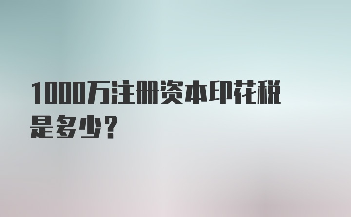 1000万注册资本印花税是多少？