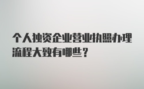 个人独资企业营业执照办理流程大致有哪些？