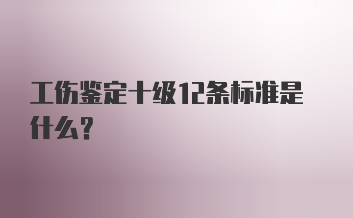 工伤鉴定十级12条标准是什么？