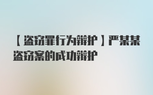 【盗窃罪行为辩护】严某某盗窃案的成功辩护