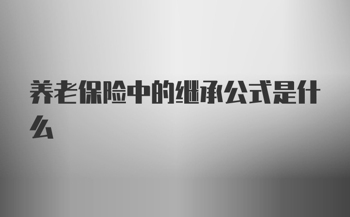 养老保险中的继承公式是什么