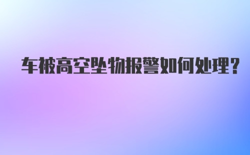 车被高空坠物报警如何处理？