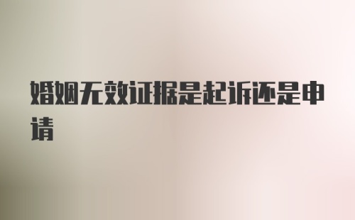 婚姻无效证据是起诉还是申请