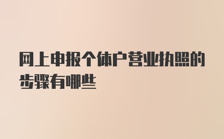 网上申报个体户营业执照的步骤有哪些