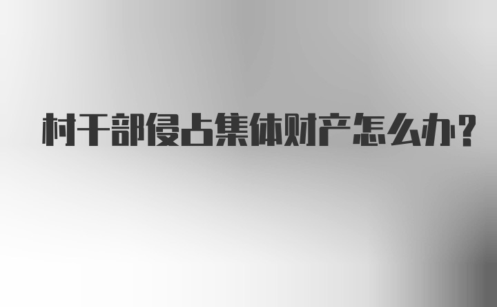 村干部侵占集体财产怎么办?