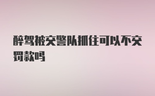 醉驾被交警队抓住可以不交罚款吗