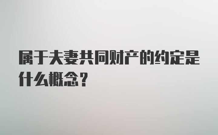 属于夫妻共同财产的约定是什么概念？