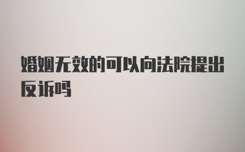 婚姻无效的可以向法院提出反诉吗