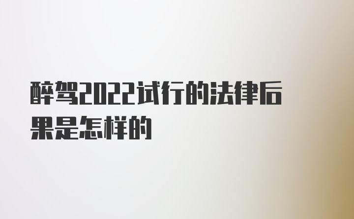 醉驾2022试行的法律后果是怎样的