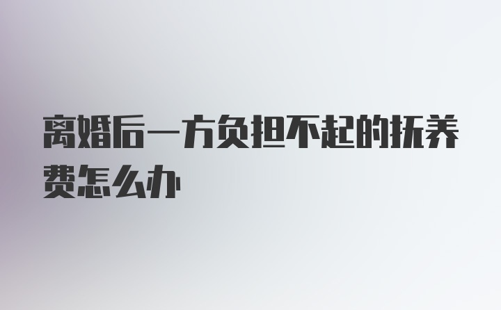 离婚后一方负担不起的抚养费怎么办