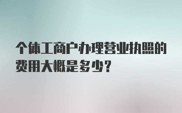 个体工商户办理营业执照的费用大概是多少？