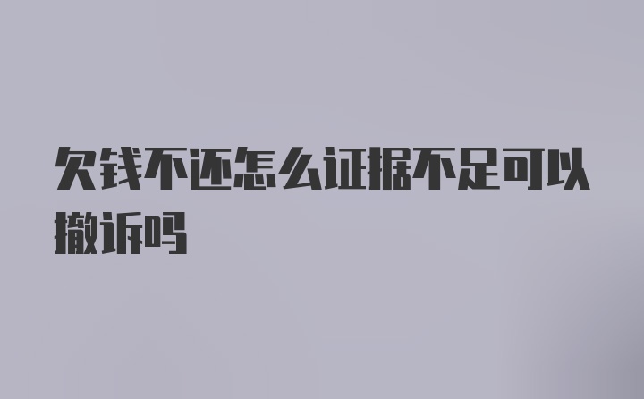 欠钱不还怎么证据不足可以撤诉吗