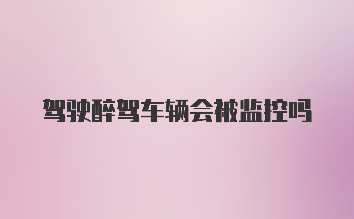 驾驶醉驾车辆会被监控吗