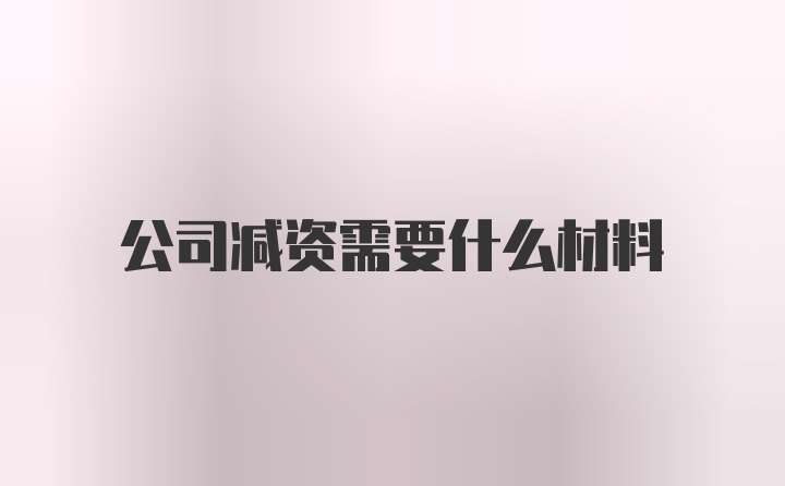 公司减资需要什么材料