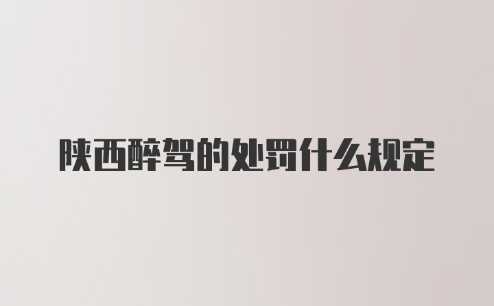 陕西醉驾的处罚什么规定