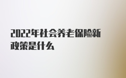 2022年社会养老保险新政策是什么