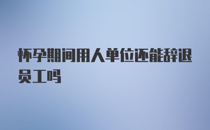 怀孕期间用人单位还能辞退员工吗