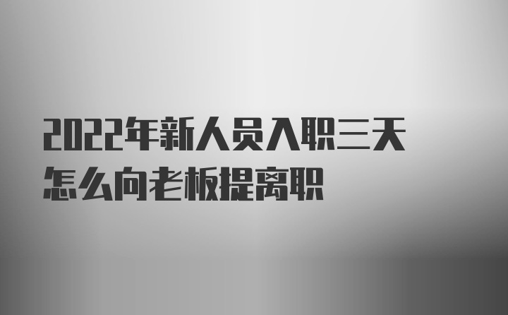 2022年新人员入职三天怎么向老板提离职