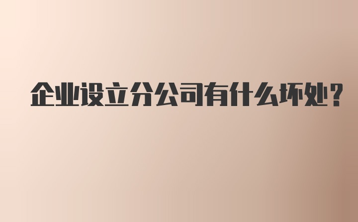 企业设立分公司有什么坏处？