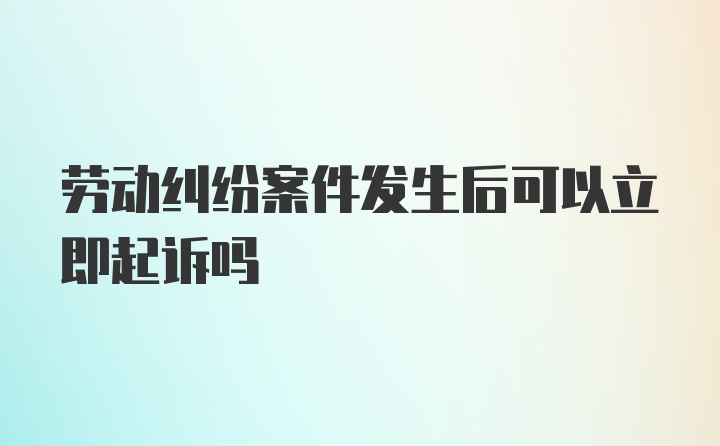 劳动纠纷案件发生后可以立即起诉吗