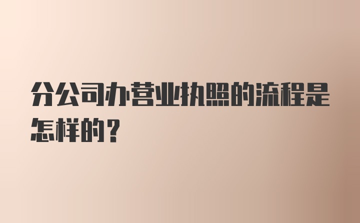 分公司办营业执照的流程是怎样的？