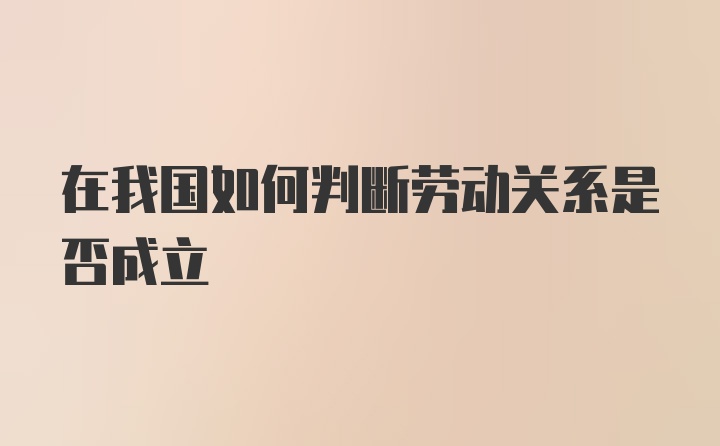 在我国如何判断劳动关系是否成立