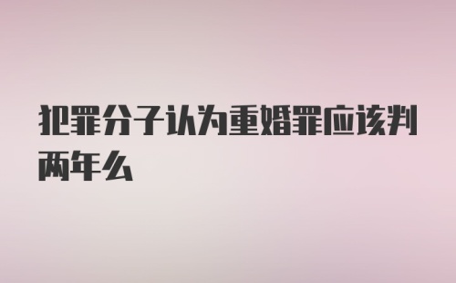 犯罪分子认为重婚罪应该判两年么