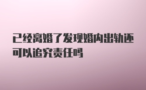 已经离婚了发现婚内出轨还可以追究责任吗