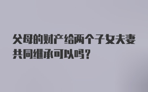 父母的财产给两个子女夫妻共同继承可以吗?