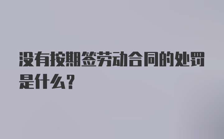 没有按期签劳动合同的处罚是什么？