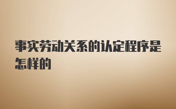 事实劳动关系的认定程序是怎样的