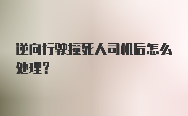 逆向行驶撞死人司机后怎么处理？