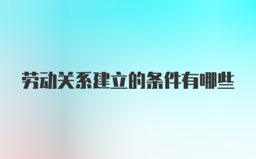 劳动关系建立的条件有哪些