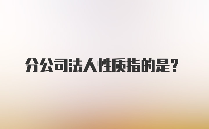 分公司法人性质指的是?