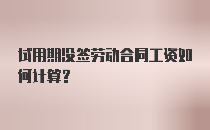 试用期没签劳动合同工资如何计算？