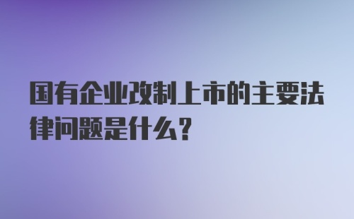 国有企业改制上市的主要法律问题是什么？