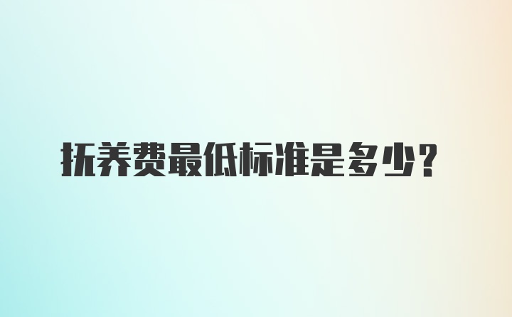 抚养费最低标准是多少?