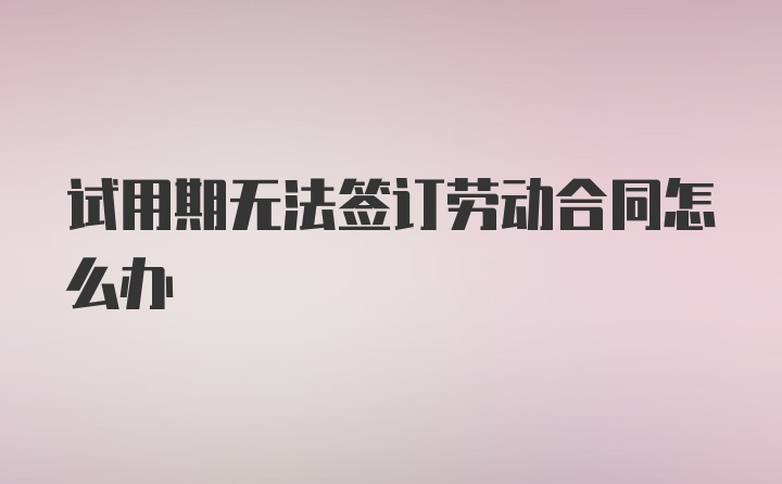 试用期无法签订劳动合同怎么办