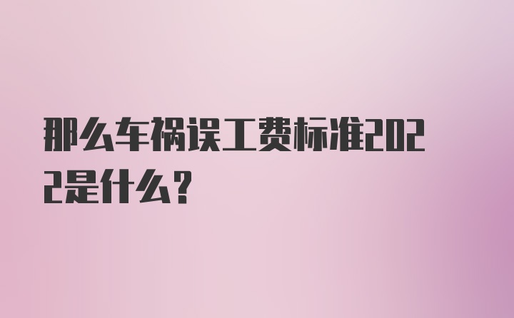 那么车祸误工费标准2022是什么？