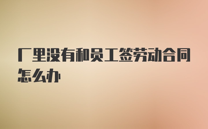 厂里没有和员工签劳动合同怎么办