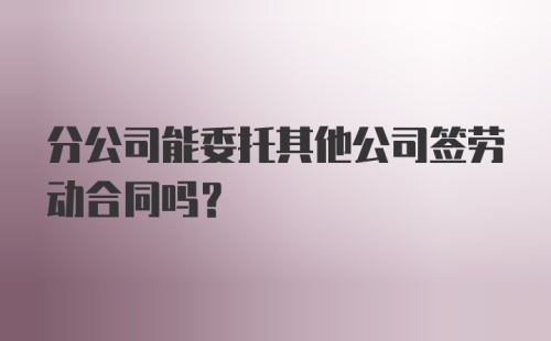 分公司能委托其他公司签劳动合同吗？