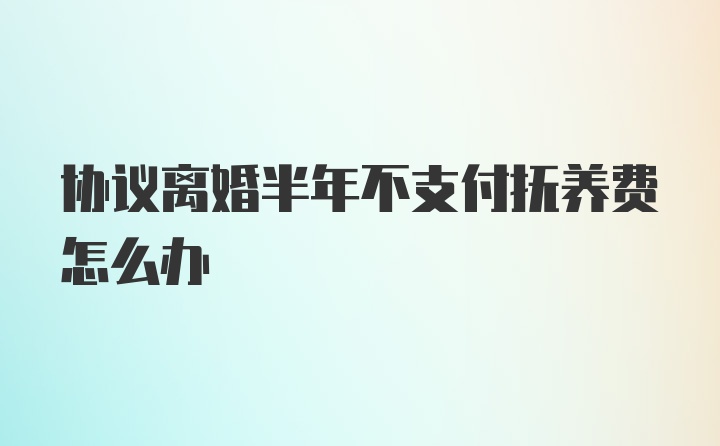 协议离婚半年不支付抚养费怎么办