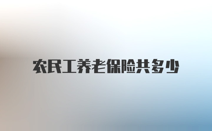 农民工养老保险共多少