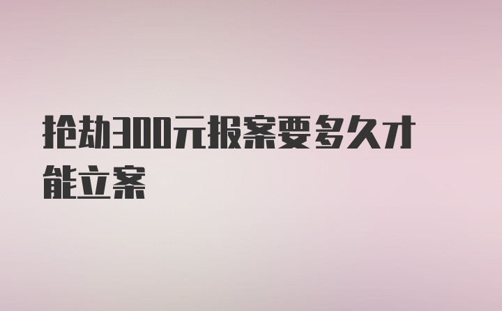 抢劫300元报案要多久才能立案