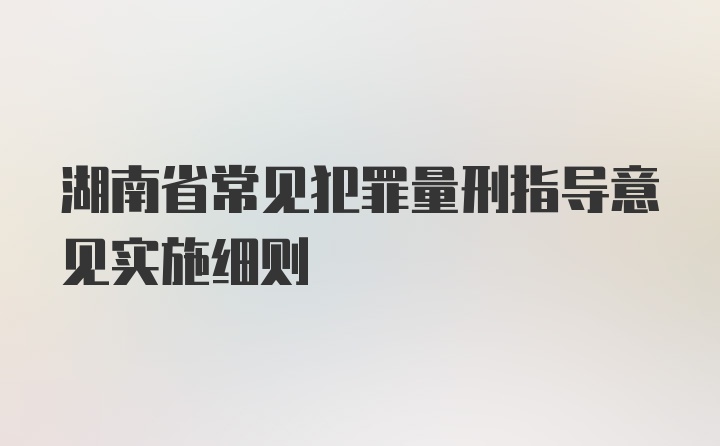 湖南省常见犯罪量刑指导意见实施细则
